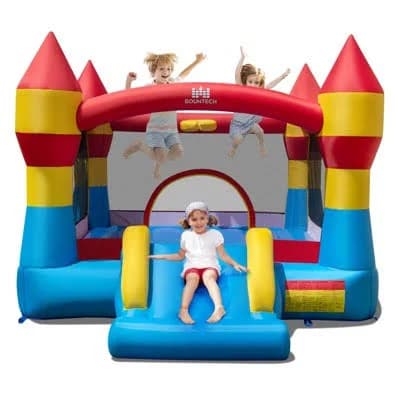 Costway 3-in-1 Kids Bouncer with Slide, Large Jumping Area, and Basketball