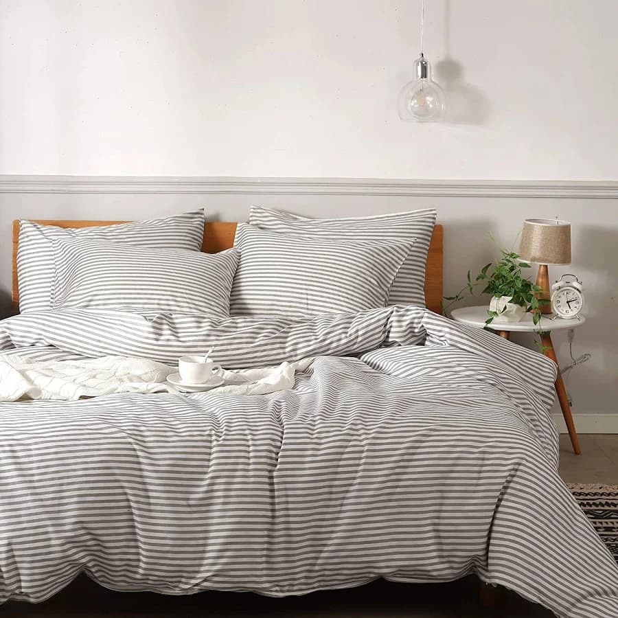 Natural Cotton Striped Duvet Cover Sets