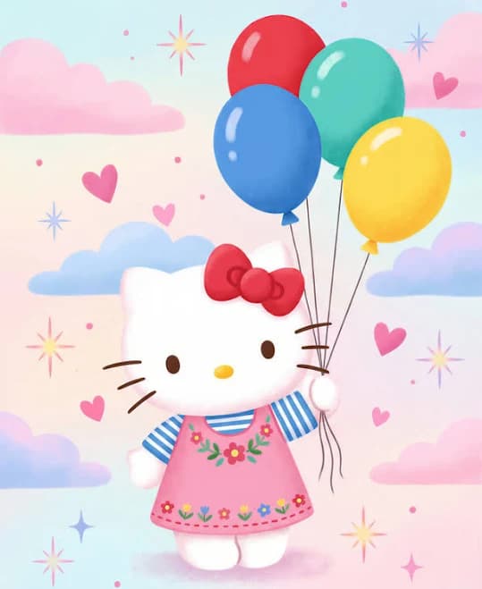 Whimsical Hello Kitty Art Print by GalleryDecor Wall Art