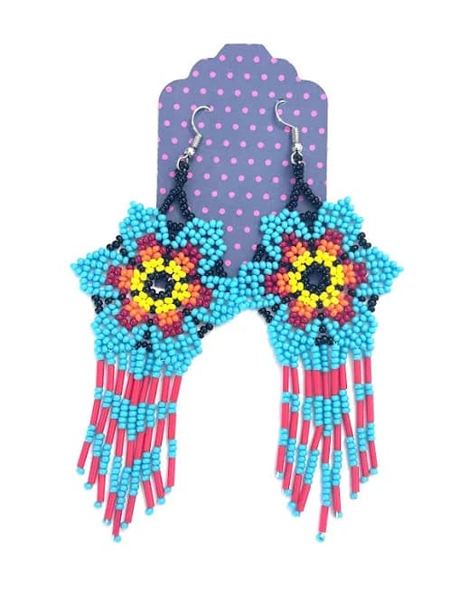 Handmade Glass Seed Bead Dangle Earrings