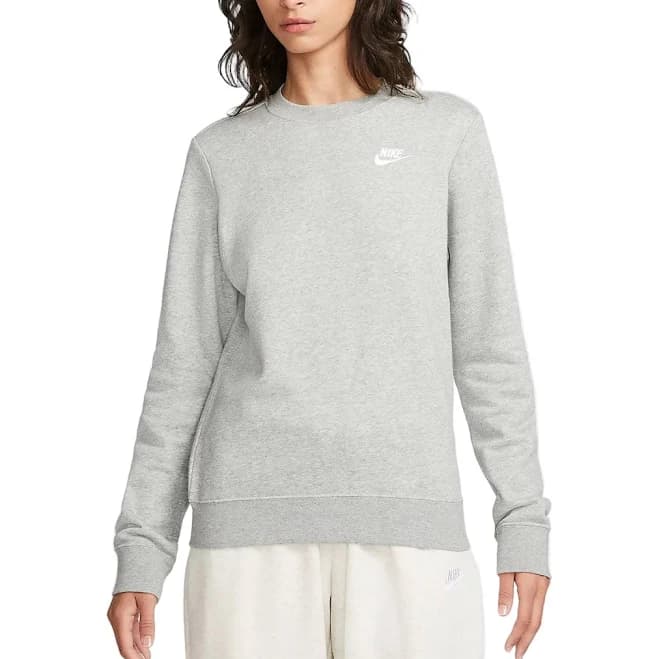 Women's Nike Sportswear Club Fleece Crew Dark Grey Heather/White / XL