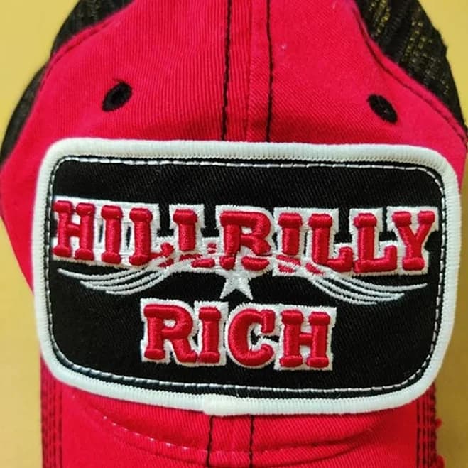 Katydid Trace Adkins Hillbilly Rich Red And Black Trucker Hat, Velcro Strap - Men | Color: Black