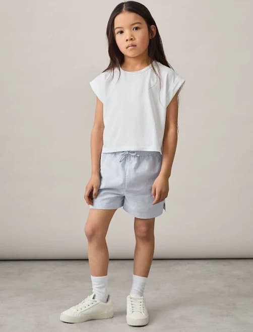 Reiss Kids' Cleo Slub Cotton-Linen Drawstring Shorts
