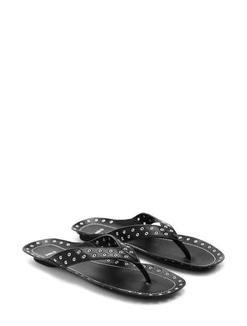 MANGO Women's Grommet Leather Sandals