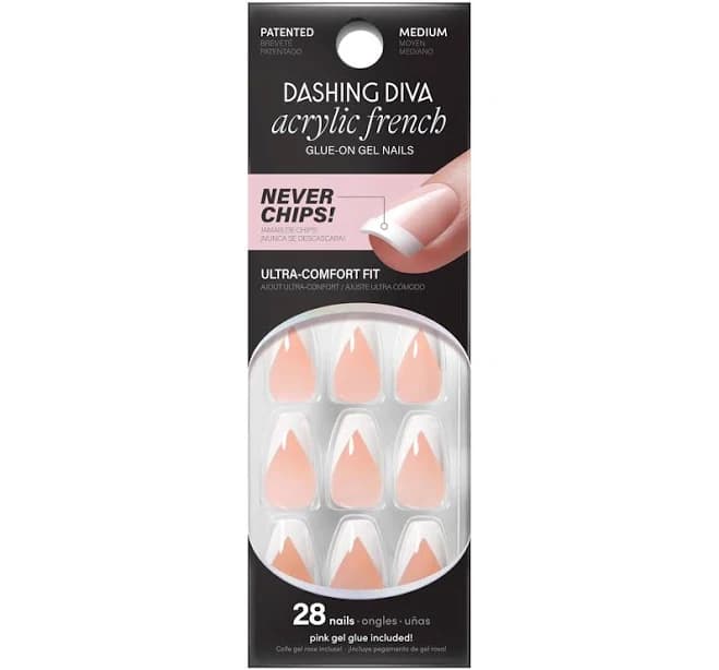 Dashing Diva French Chevron Glue-On Nail