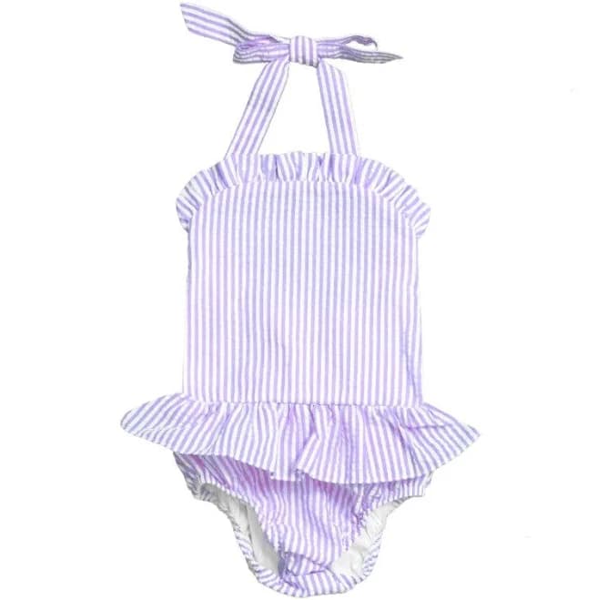 Three Bees Company Seersucker Ruffle Swimsuit