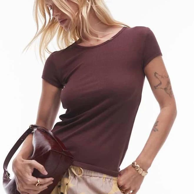 Topshop Premium Ribbed Short Sleeve Tee