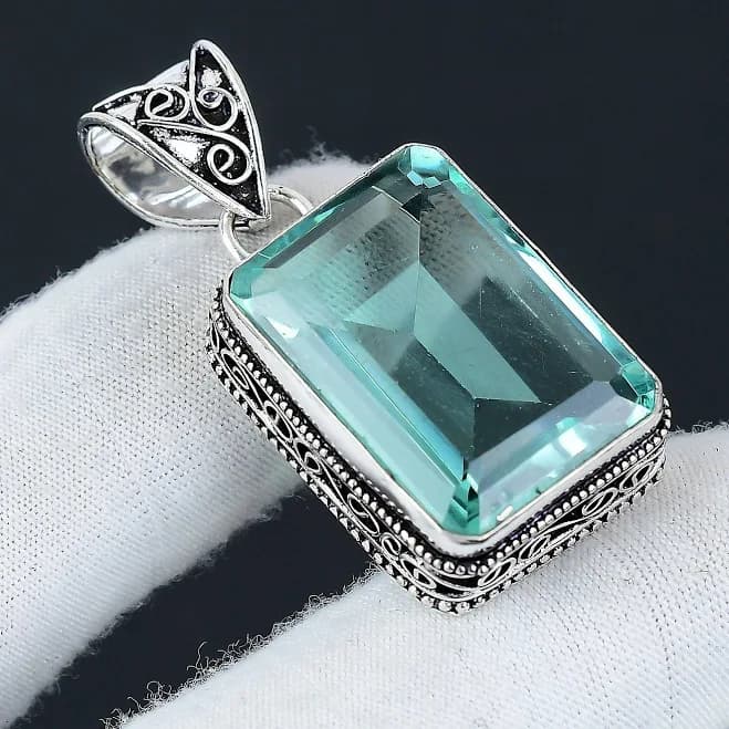 925 Sterling Silver Antique Aquamarine Pendant