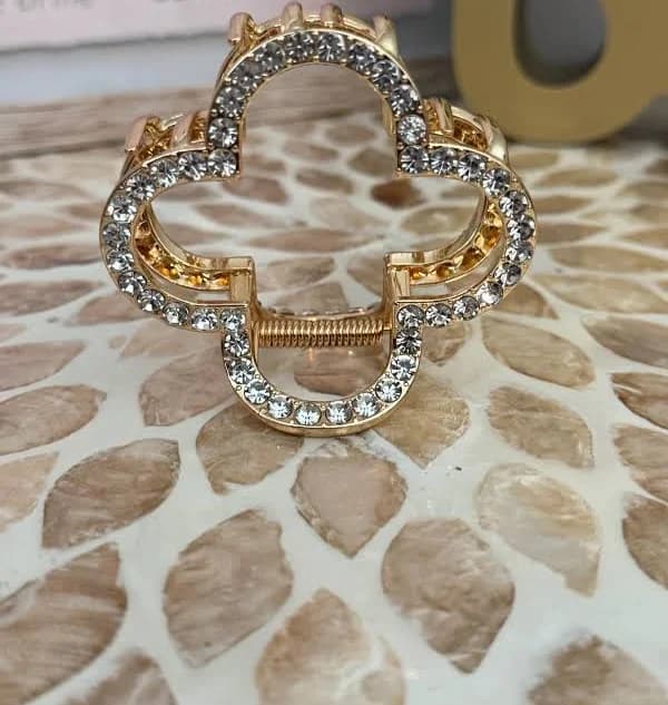 Glam Floral Rhinestone Flower Hair Claw Clip