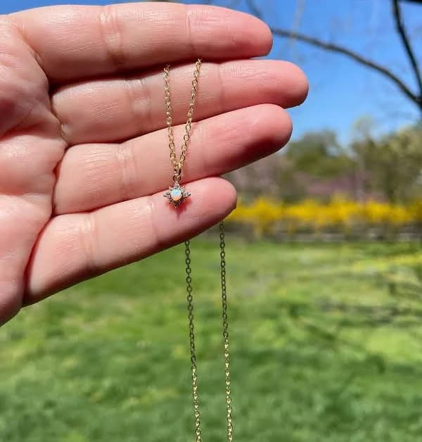 Delicate Gold Opal Necklace