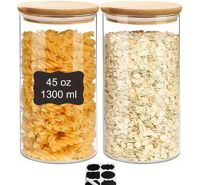 Set of 2 Glass Food Storage Jars