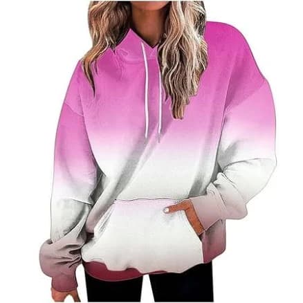 Scyoekwg Womens Sweatshirt Hoodies Long Sleeve Loose Gradient Color Graphic Sweatshirt Hooded Drawstring Pocket Fall Casual Trendy Pullover Clothes