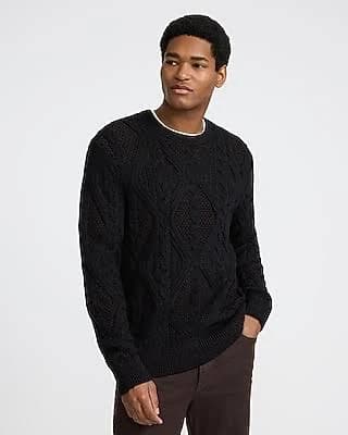 Express Men's Cable Knit Crew Neck Sweater