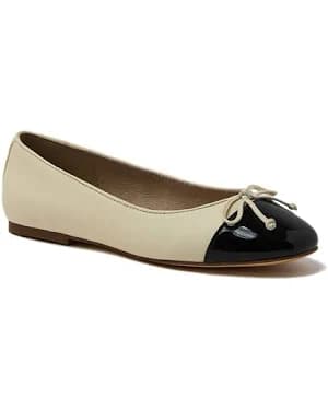 Lands' End Women's Essential Leather Cap Toe Ballet Flats