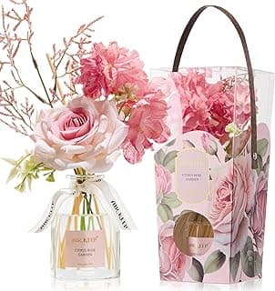 Airkeep Flower Reed Diffuser Set, Citrus Rose Garden Diffuser Gift Set,4.06 fl oz Essential Oil Sticks Diffusers for Bathroom Air Freshener, Aromatherapy Home Fragrance for Shelf Decor,Gift for Women