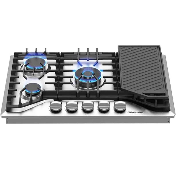 GASLAND 30-in 5 Burner Stainless Steel Gas Cooktop with Griddle