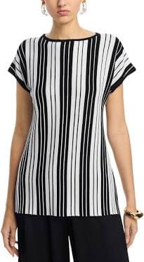 Misook Women's Striped Cap-Sleeve Tunic