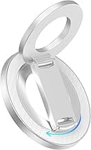 Magnetic Phone Ring Holder with Dual-Side Magnets, 360° Rotating Stand, MagSafe Grip Ring Stand Magnetic Kickstand for iPhone 17 16 15 14 13 12, Android, Cell Phone Grip for Desk, Car, Office-Silver