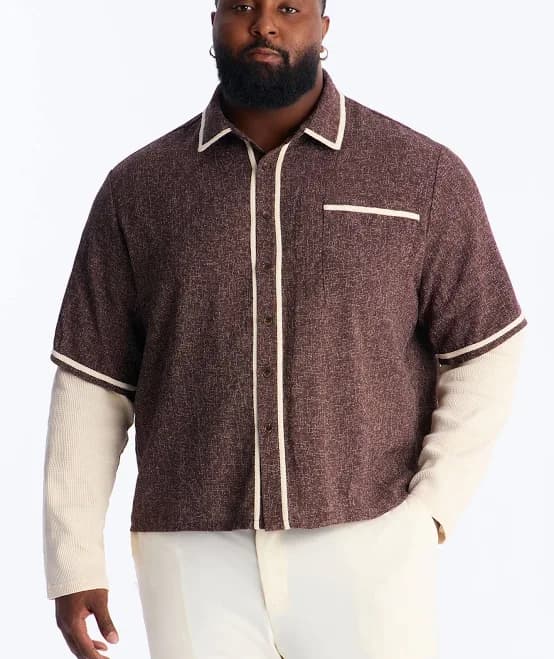 Fashion Nova Men's Twofer Button Up Shirt