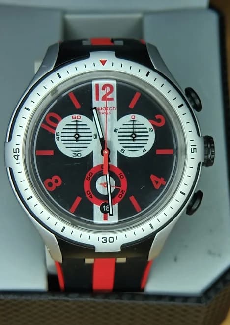 Swatch Irony Xlite Stripes Chronograph Quartz Black Dial Men's Watch 2479067