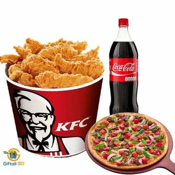 Family size Pizza and KFC chicken Bucket