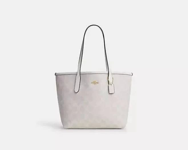 Coach Mini City Tote Signature Canvas Chalk CN733