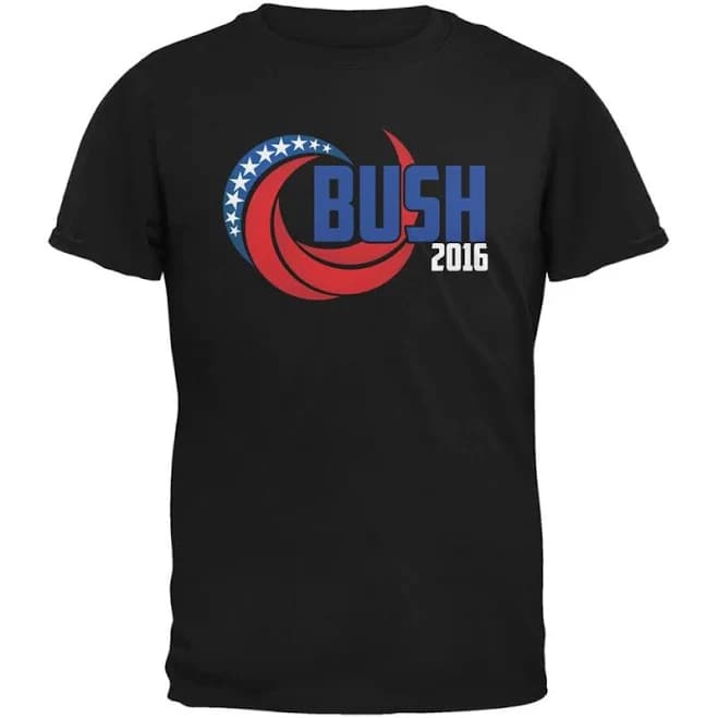 Election 2016 Bush 2016 Swoosh Black Adult T-Shirt, LG / Black