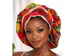 Women's Madras Satin Tie-on Nightcap | Adjustable Satin Nightcap | Nightcaps With Laces, Caribbean Fabric, Available in 16 Colors - Etsy