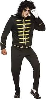 Pop Star Black Military Michael Jackson Fancy Dress Up Halloween Adult Costume