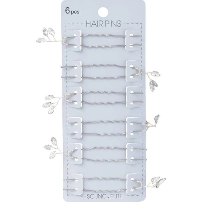 Scunci Elite Sparkling Silver Hair Pins (6 ct)