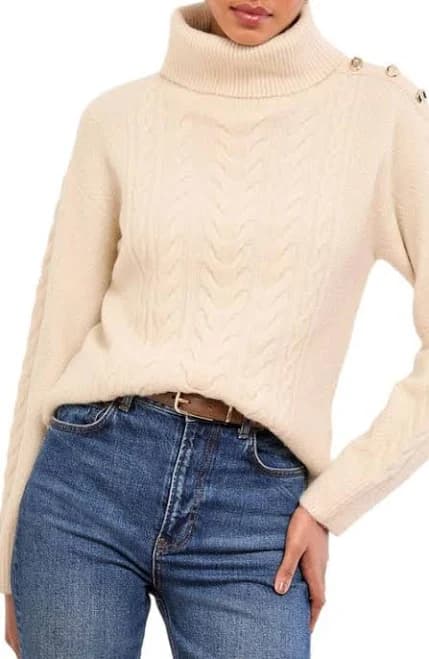 Lipsy Women's Cable Knit Longline Turtleneck Sweater