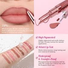 bayfree 2-IN-1 Lip Liner and Lip Stain, High Pigmented Long Lasting Velvet Lip Tint, Well-Defined Lipliner, Weightless Waterproof Not Animal Tested, Matte Finish Makeup – BigaMart