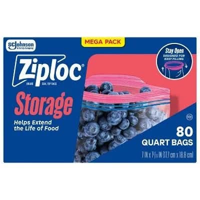 Ziploc Storage Bags Quart 80 Count
