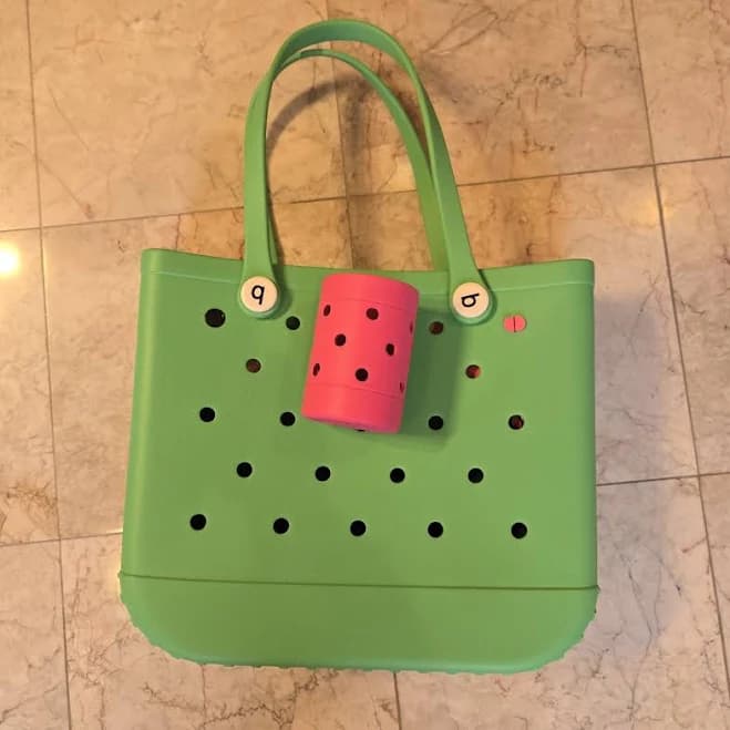 Bogg Bag Bags | Bogg Bag Green Tote With Pink Accessory | Color: Green/Pink | Size: Os | Nannerbee11's Closet