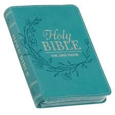 KJV Holy Bible, Mini Pocket Size, Red Letter Edition, Reading Plan, Thematic Verse Finder, Ribbon Bookmark, King James Version, Vegan Leather, Aqua, Zipper Closure, 6.2" x 4.3" - Walmart.com