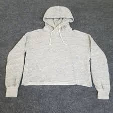Abercrombie & Fitch Hoodie Women's M Light Gray Fleece Oversized Crop
