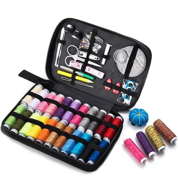 Sewing Kit Complete Set with Threads Needles Scissors Tape Measure Buttons and More for DIY