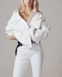 J. Crew New Classic Denim Jacket White Cropped Womens Preppy Minimalist M NWT