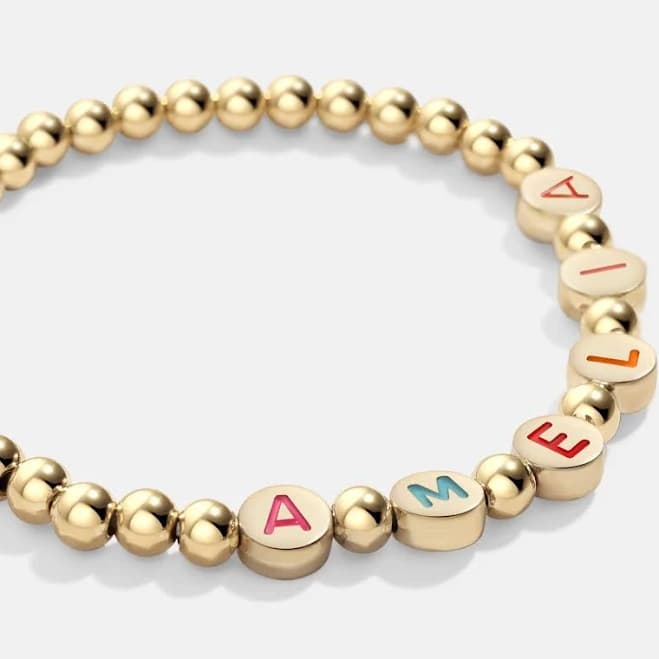 Mint & Lily Gold Rainbow Letter Beaded Bracelet