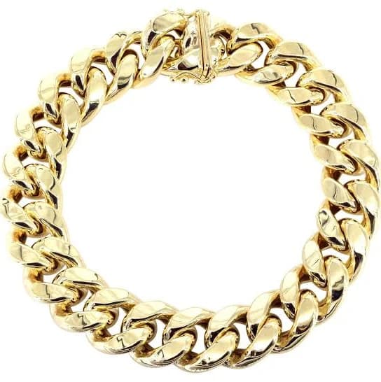 10K Yellow Gold Miami Cuban Link Bracelet, 8 Inches