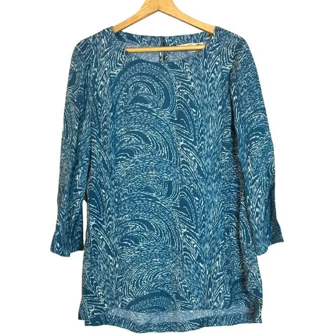 Soft Surroundings Long Sleeve Abstract Print Button Top