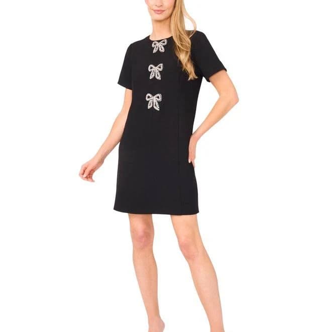 CeCe Women's Rhinestone Bows Shift Dress