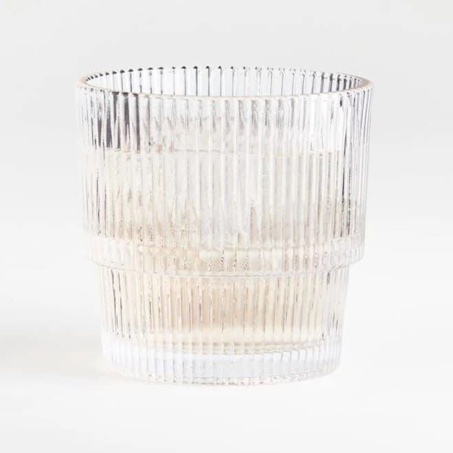 crate & barrel Atwell 11-Oz Stackable Ribbed Double Old-Fashioned Glass