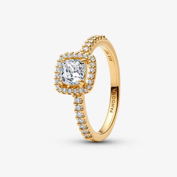 Pandora Sparkling Square Halo Ring