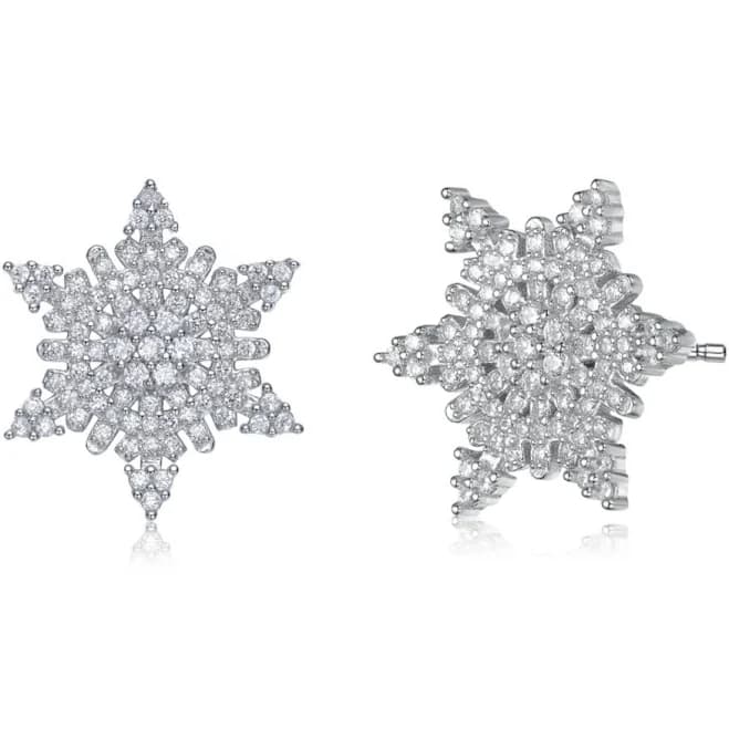 Sterling Silver White Gold Plated Cubic Zirconia Star Stud Earring