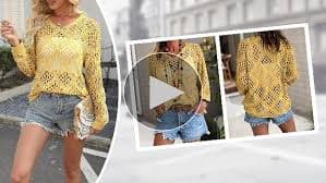 Allimy Womens Summer Sexy Tops Crochet Coverups Long Sleeve Sweaters for Women 2026 V Neck Beach Cover ups Resort Wear Vacation Cruise Outfits Boho Clothes Khaki US 4 6 at Amazon Women's Clothing store