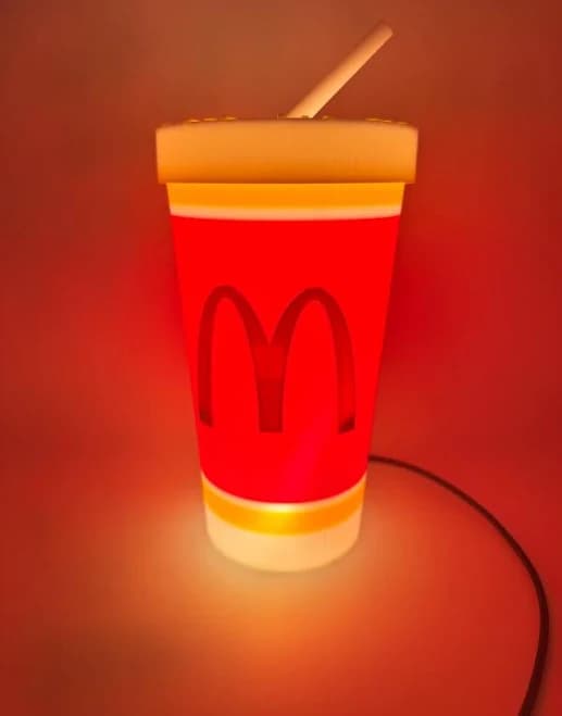 Mcdonald's Cup LED Lamp Light Box Decor for Gaming Room, Stream Setup 3d Printed