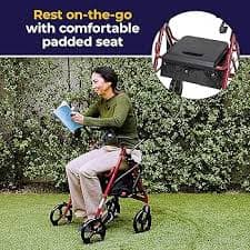 Amazon.com: Drive Medical 795BU Duet Folding Transport Wheelchair and Rollator Walker, Burgundy : Health & Household