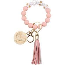 AODEZI Silicone Bracelet Keychain Wristlet House Car Key Ring Bracelet Silicone Bead Keyring Holder Bangle Wristlet with Tassel at Amazon Women's Clothing store