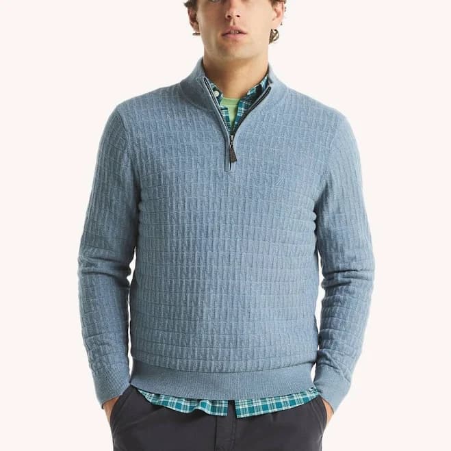 Nautica Men's Textured Quarter-Zip Sweater